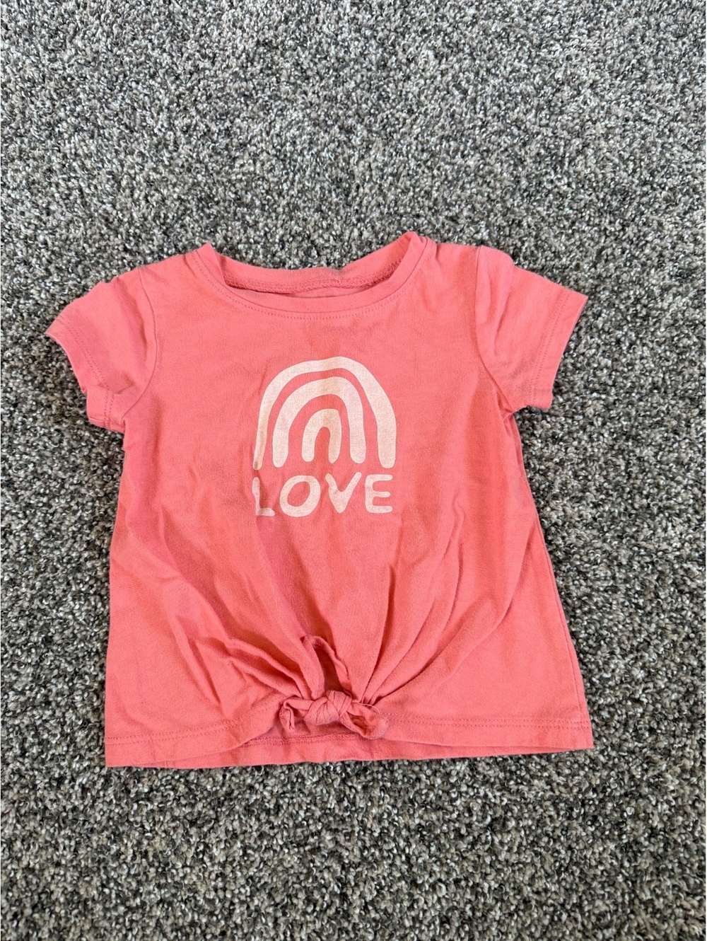 5/$10 Okie Dokie toddler Girl pink short sleeve LOVE rainbow tee Size 18 Month
